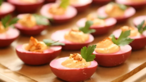 Deviled beet eggs - Brooklyn catering from Campbell & Co.