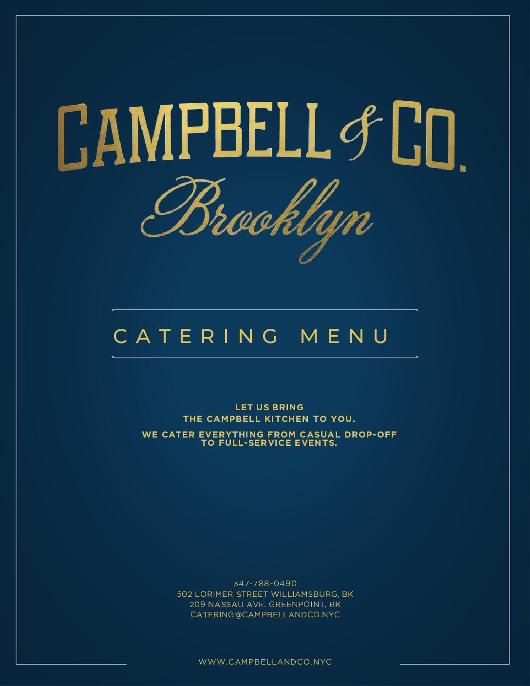 Campbell & Co Drop Off Catering Menu