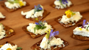 Whipped ricotta with edible flowers - Brooklyn catering from Campbell & Co.